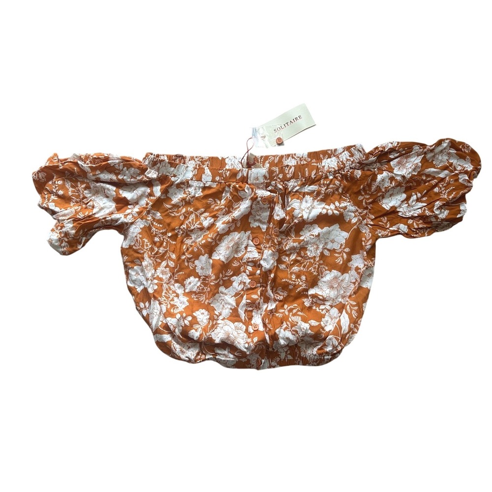 Solitaire Floral Off Shoulder Puff Sleeve Blouse Top Boho Chic NWT size small‎